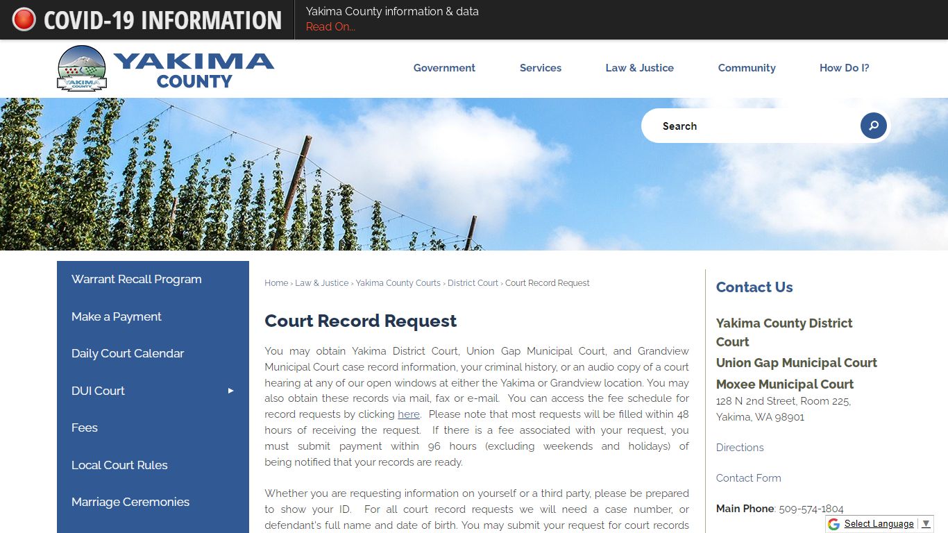 Court Record Request | Yakima County, WA
